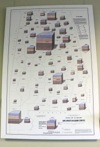 map from 1974 is a graphic representation of employment in Alabama counties